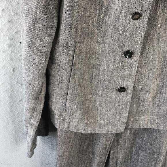Dana Buchman Pantsuit Womens 6 Gray Linen Button Blazer Straight Leg Career - Picture 16 of 16